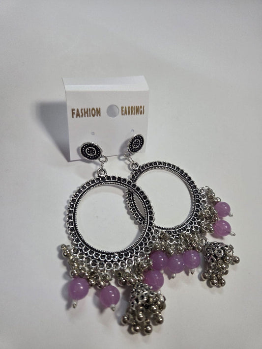 Kashmiri Silver Round Jhumka with beads