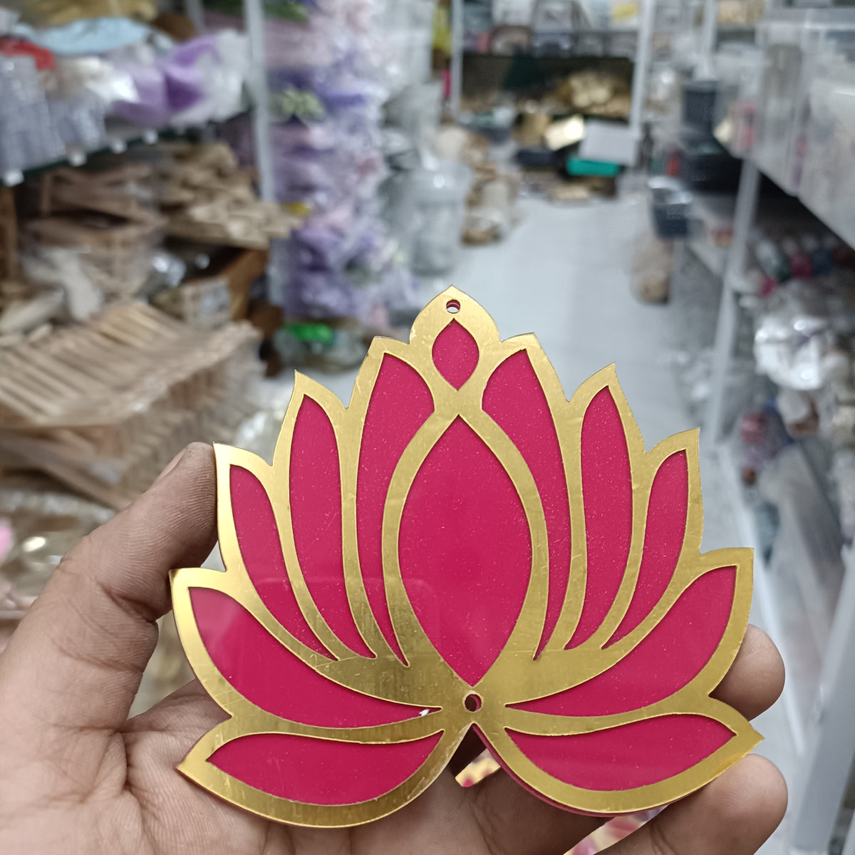 Rani pink acrylic lotus flower cutout, 4 in, pack of 2