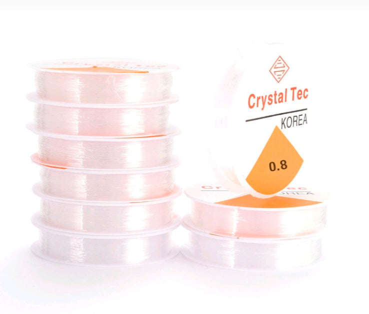 Elastic bracelet string spool with stacked clear coils, 0.8mm thickness