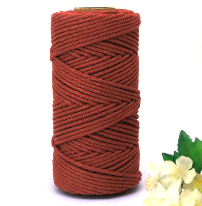 Macrame cotton thread spool, dark burgundy 3mm, 100m