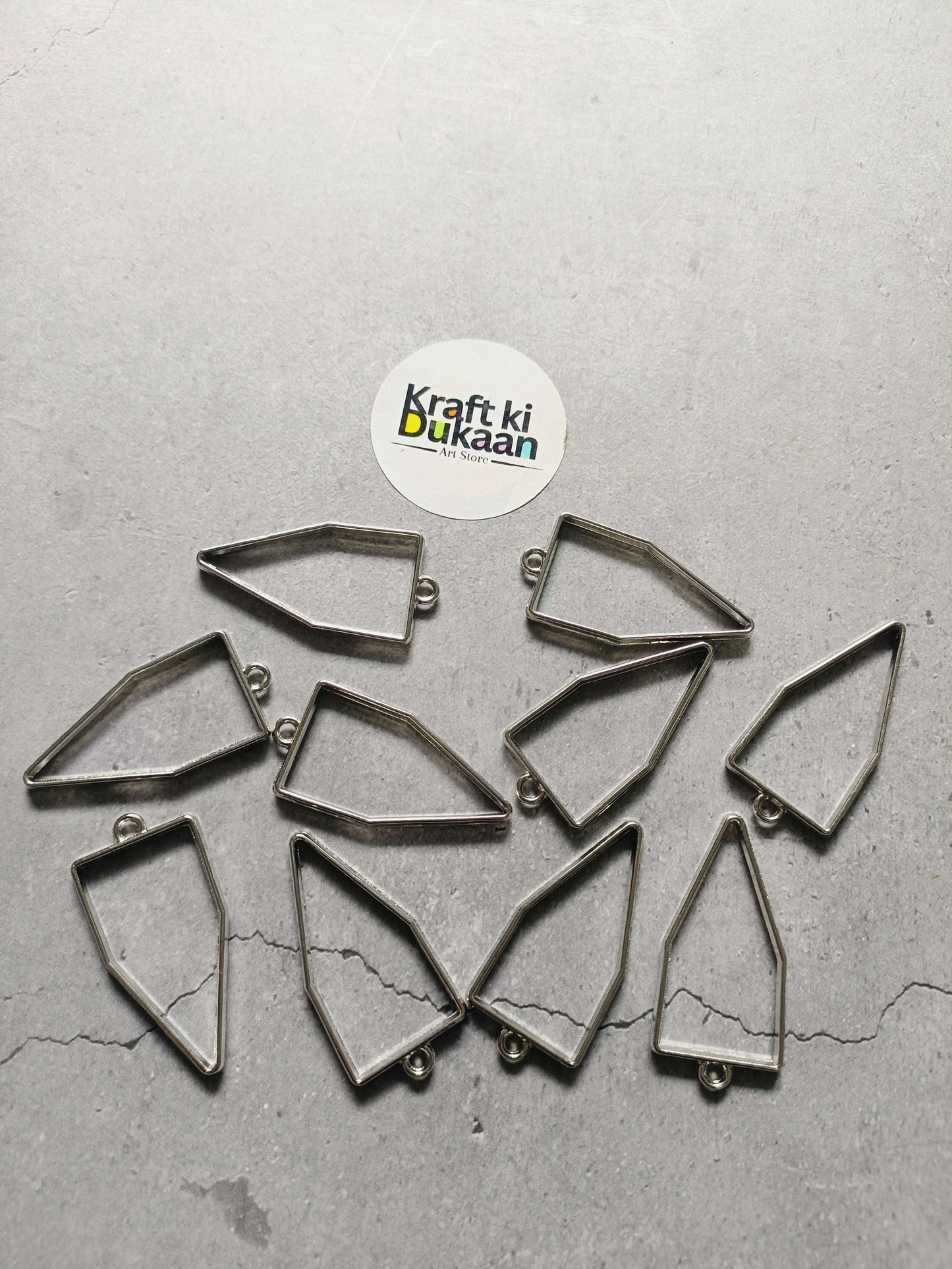 Silver pentagon bezel pendant set of 10 with loop top, plain metal frame
