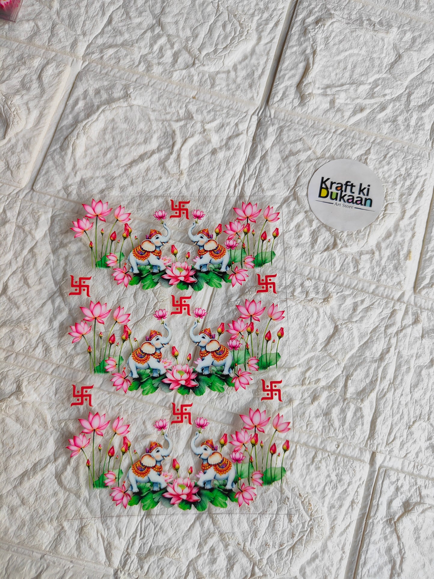 Peel-off sticker sheet with pink floral and bird wreath design