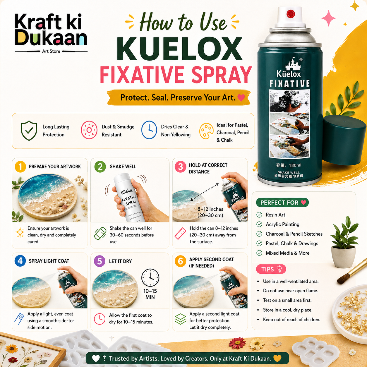 Kuelox Fixative Spray Bottle 180ML