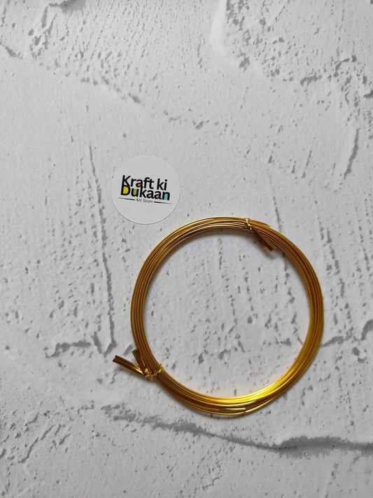 Metal wire 5MTR in gold color, circular coil with twist ties at ends