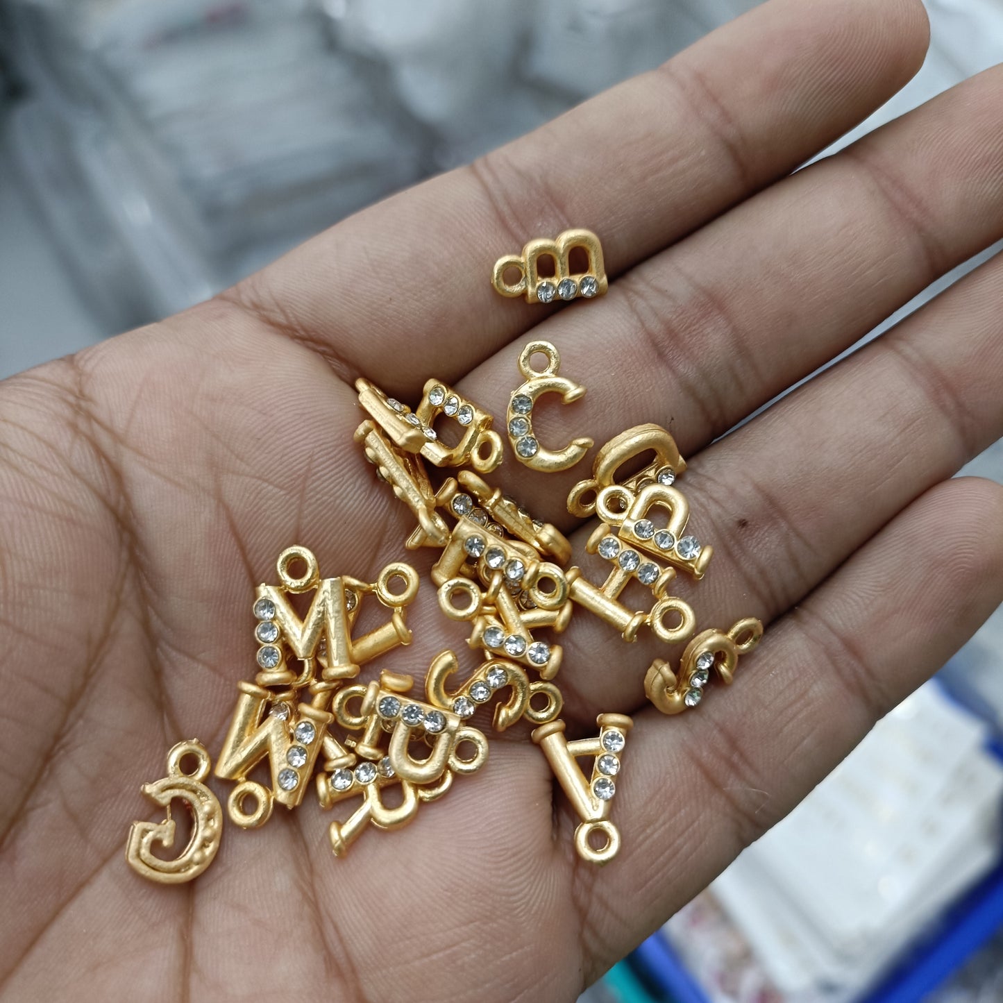 Golden Alphabet Pendant Charms Pack of 24 A2