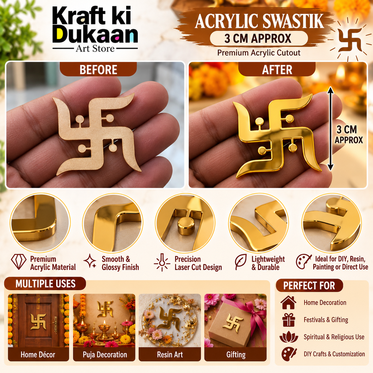 3CM Acrylic Swastik Cutout