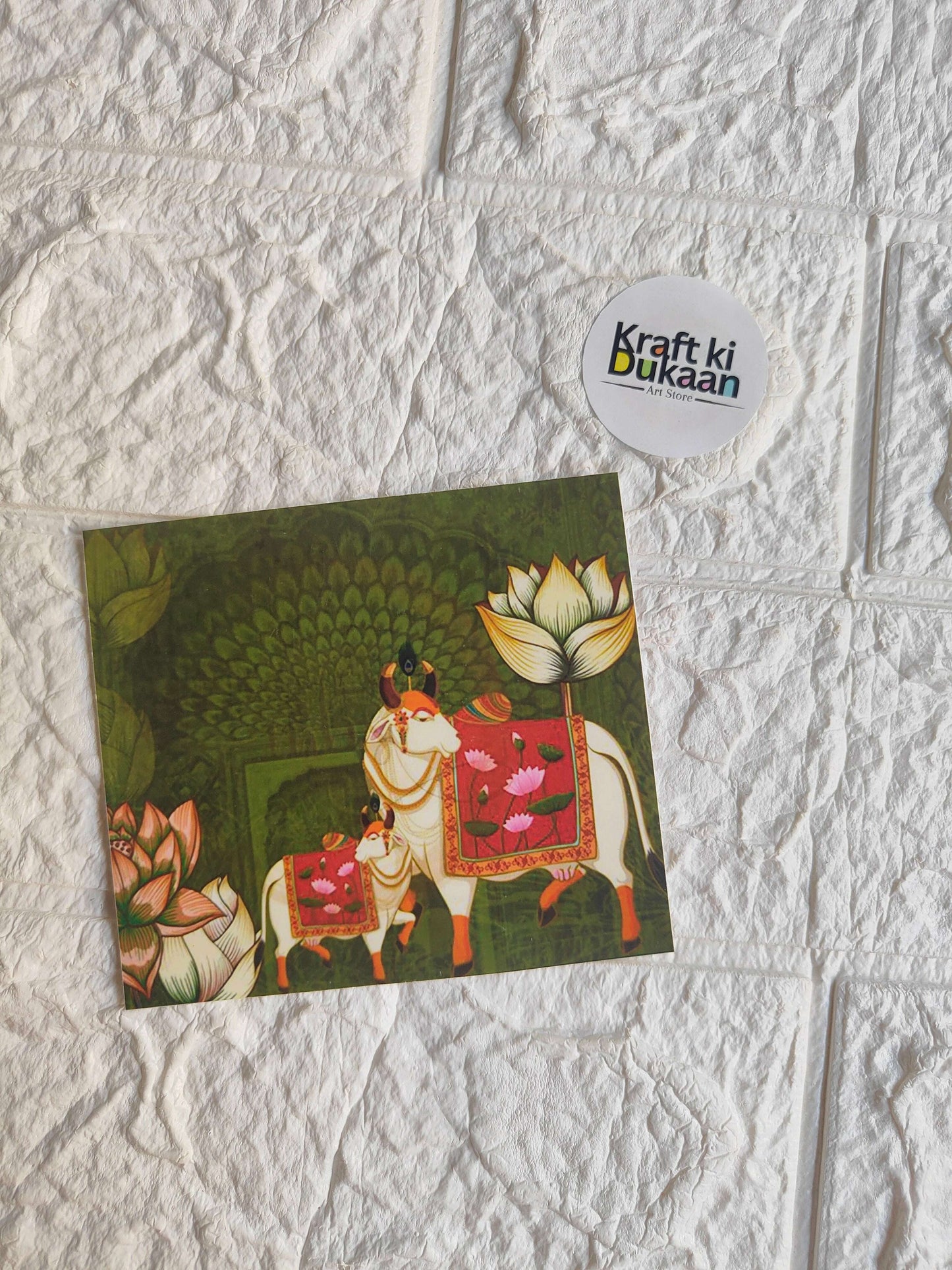 Mini color sticker sheet with colorful illustrated elephant and lotus flower scene