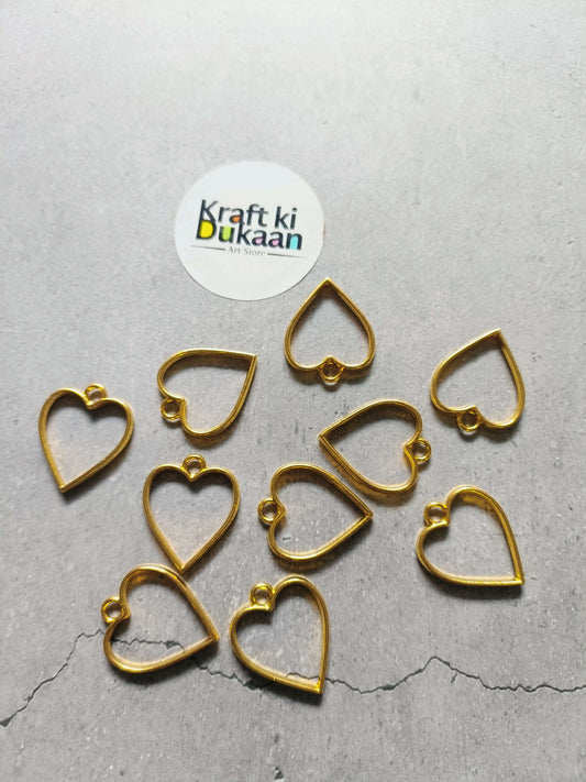 Small heart bezel pendant set, gold-tone, 10-pack