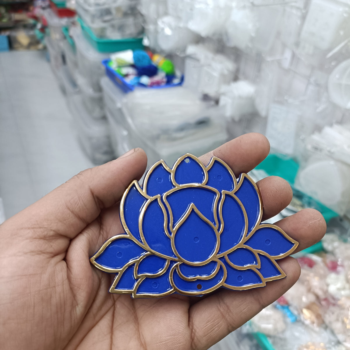 Acrylic lotus tealight base, royal blue