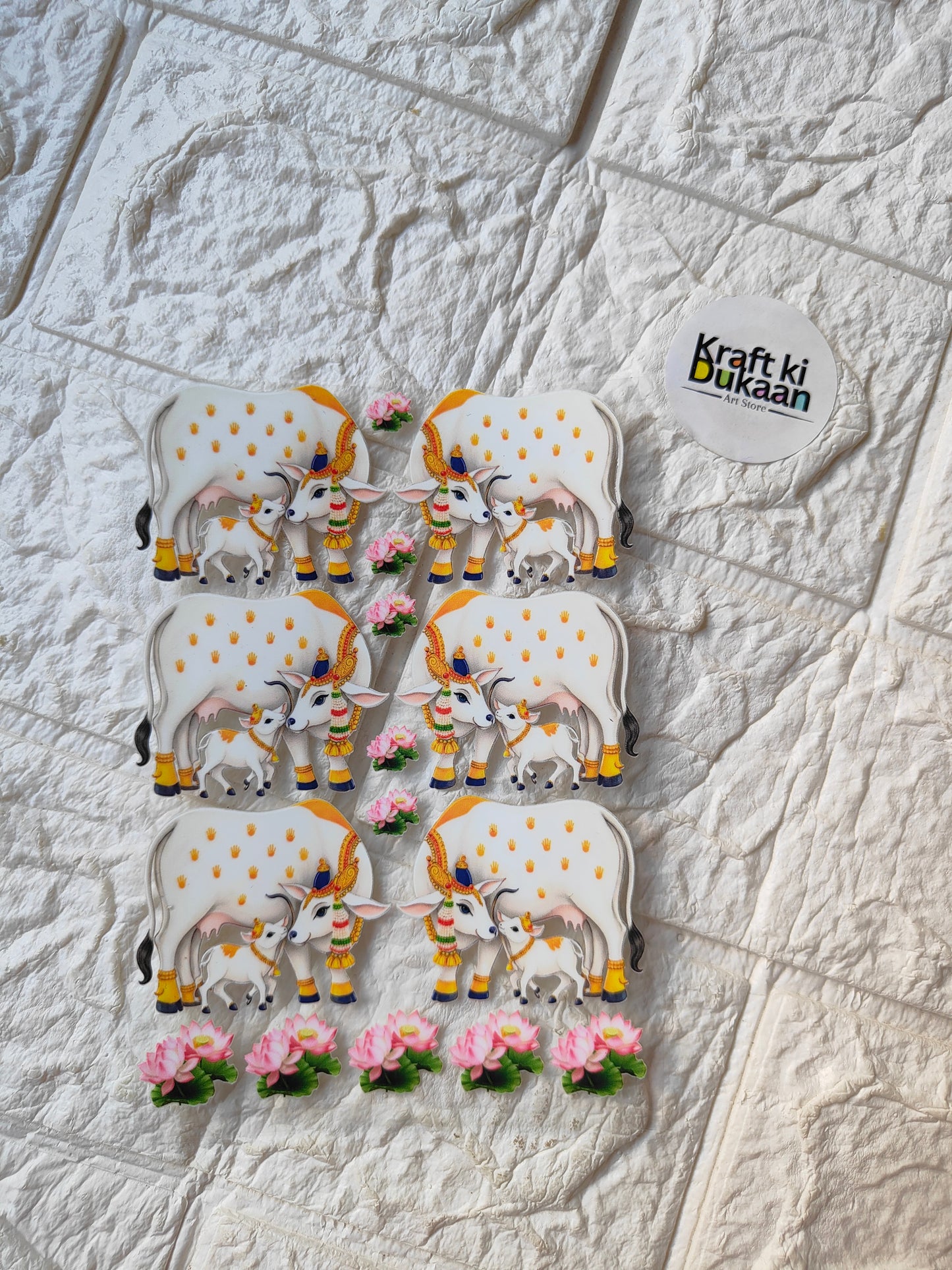UV DTF peel-off sticker sheet with cartoon elephant designs and orange accents