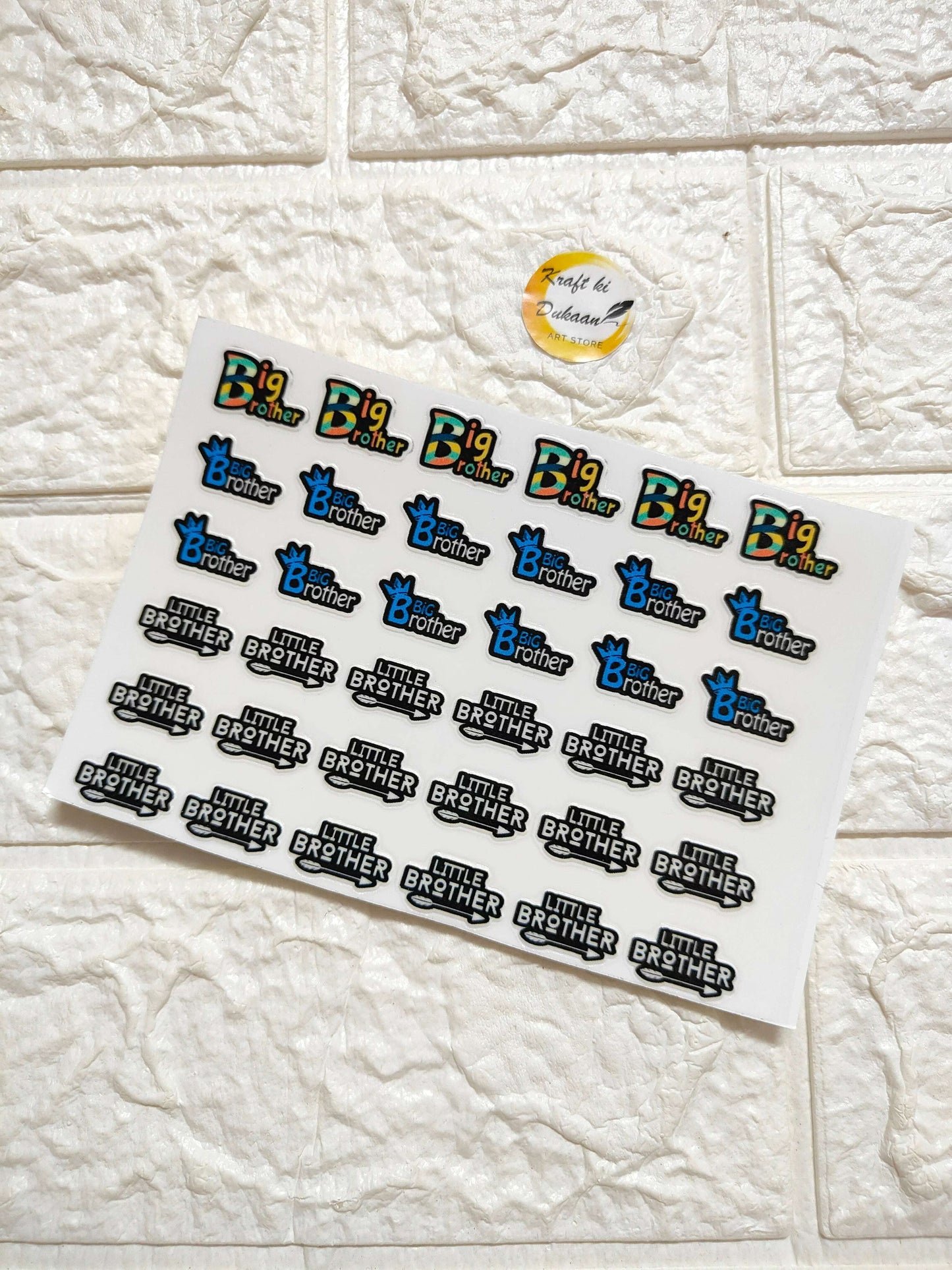 UV DTF peel-off sticker sheet J62, multiple Little Brother and Big Brother logos
