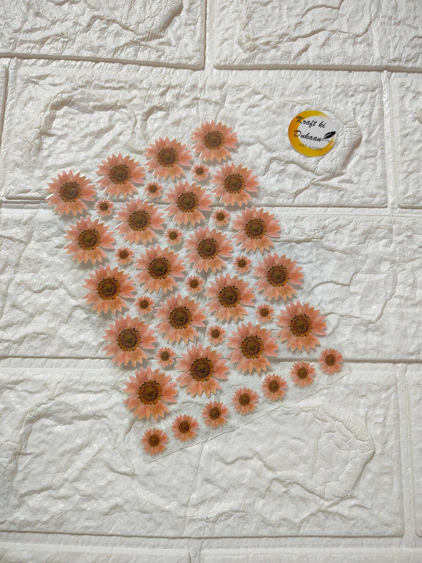 UV DTF peel-off sticker sheet J2 with peach and brown flower cluster design