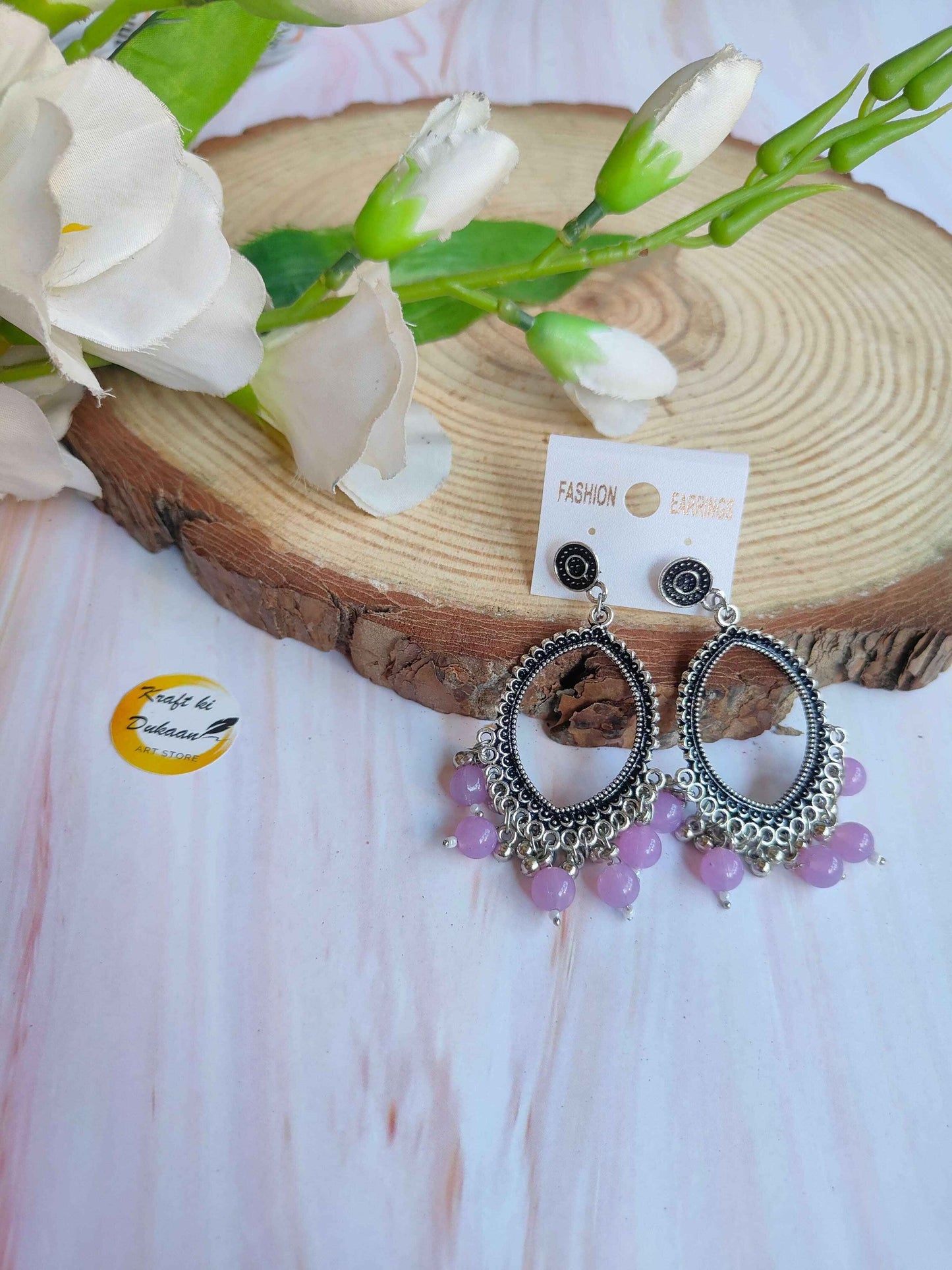 Silver Jhumka with Beads A39