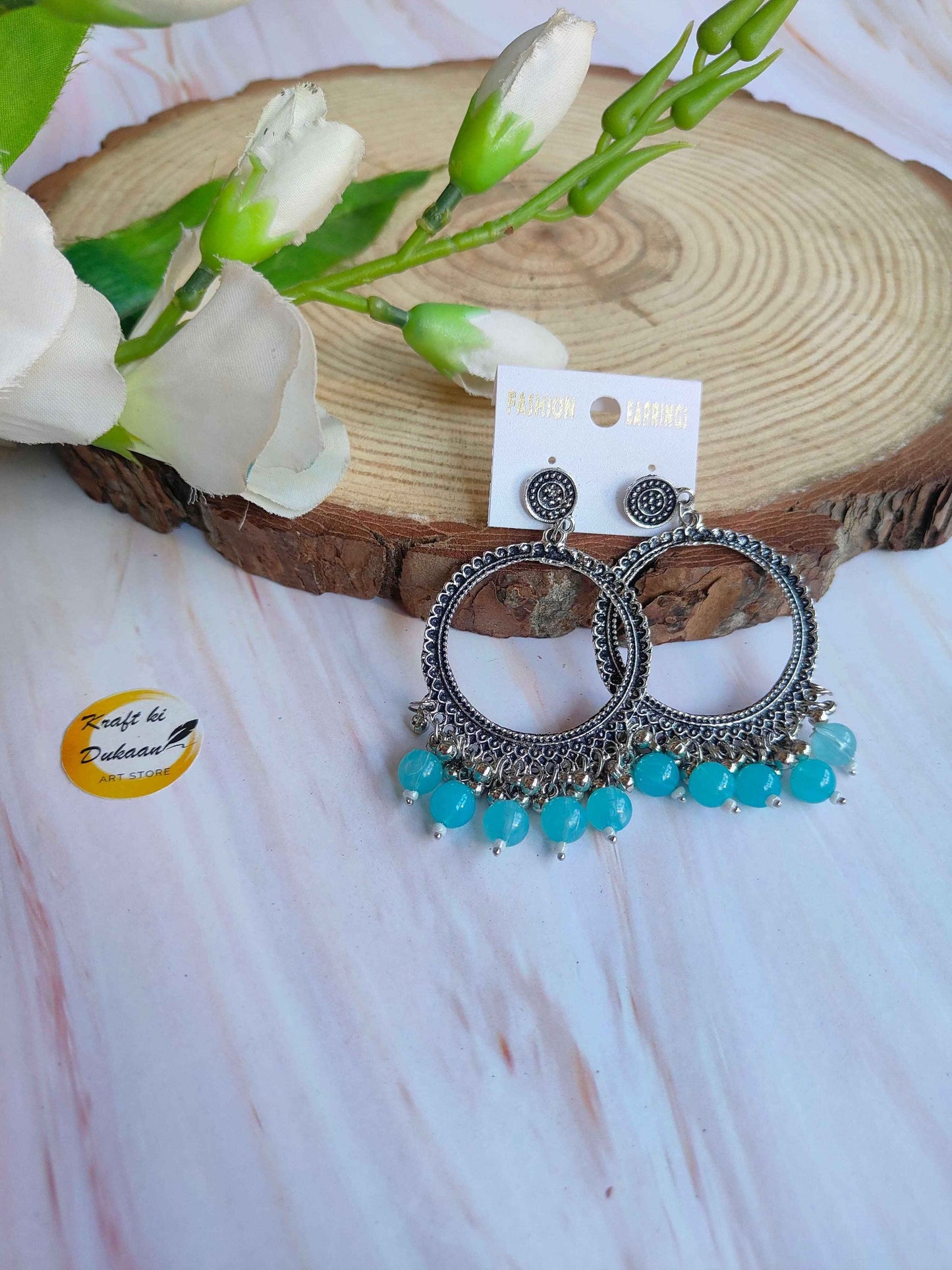 Silver Jhumka with Beads A44