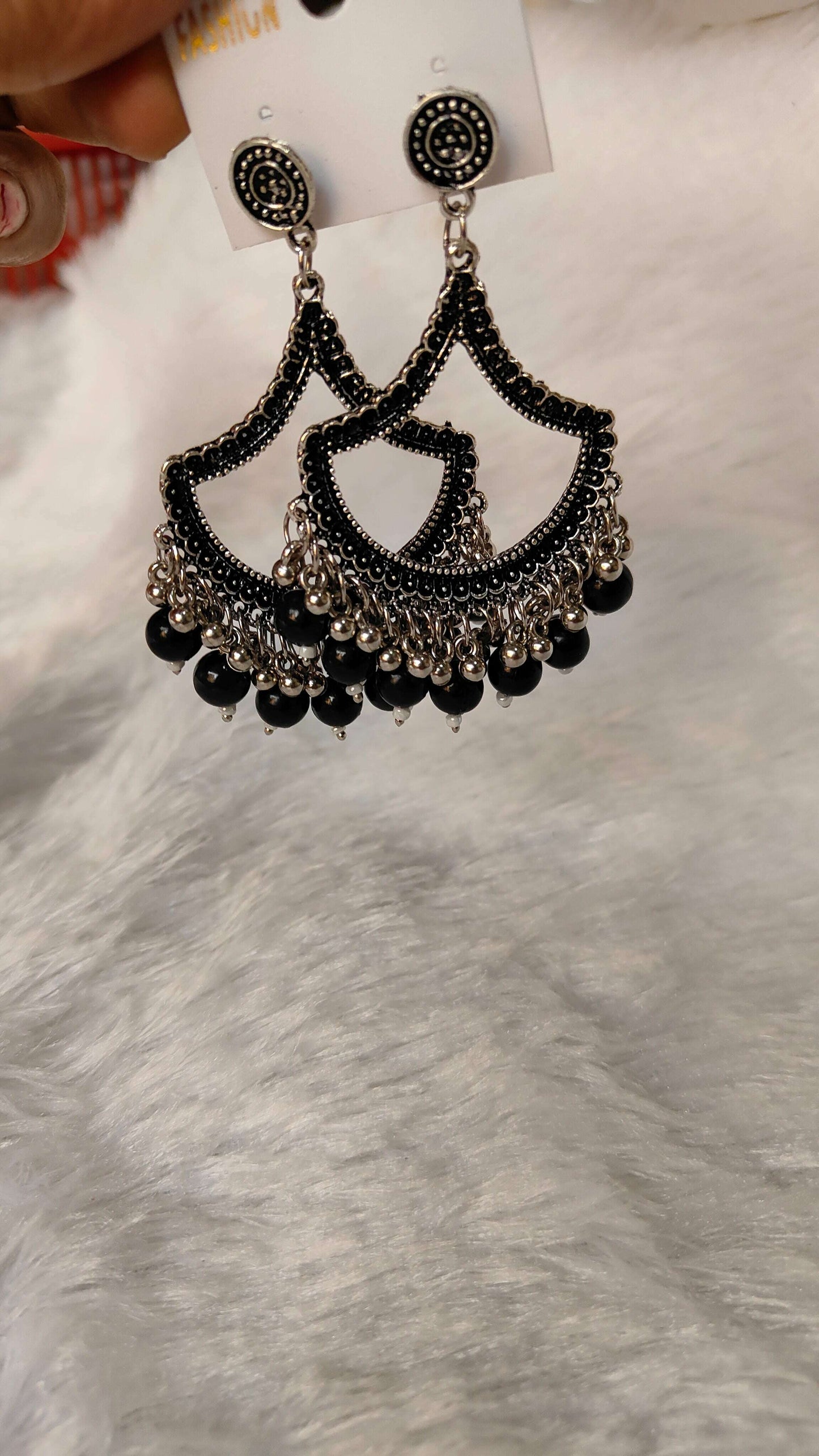 silver-jhumka-earrings-with-beads-black-beaded-dangle