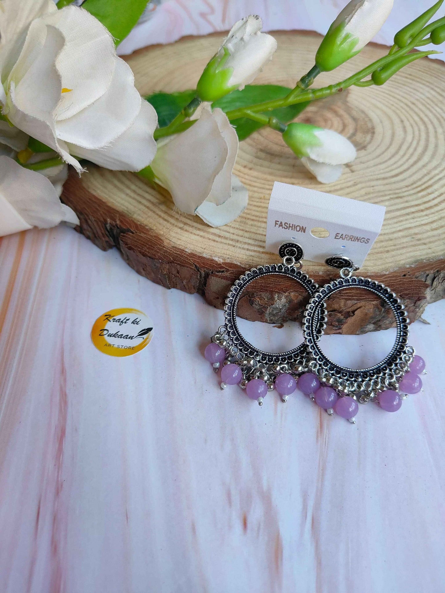 Silver Jhumka with Beads A38