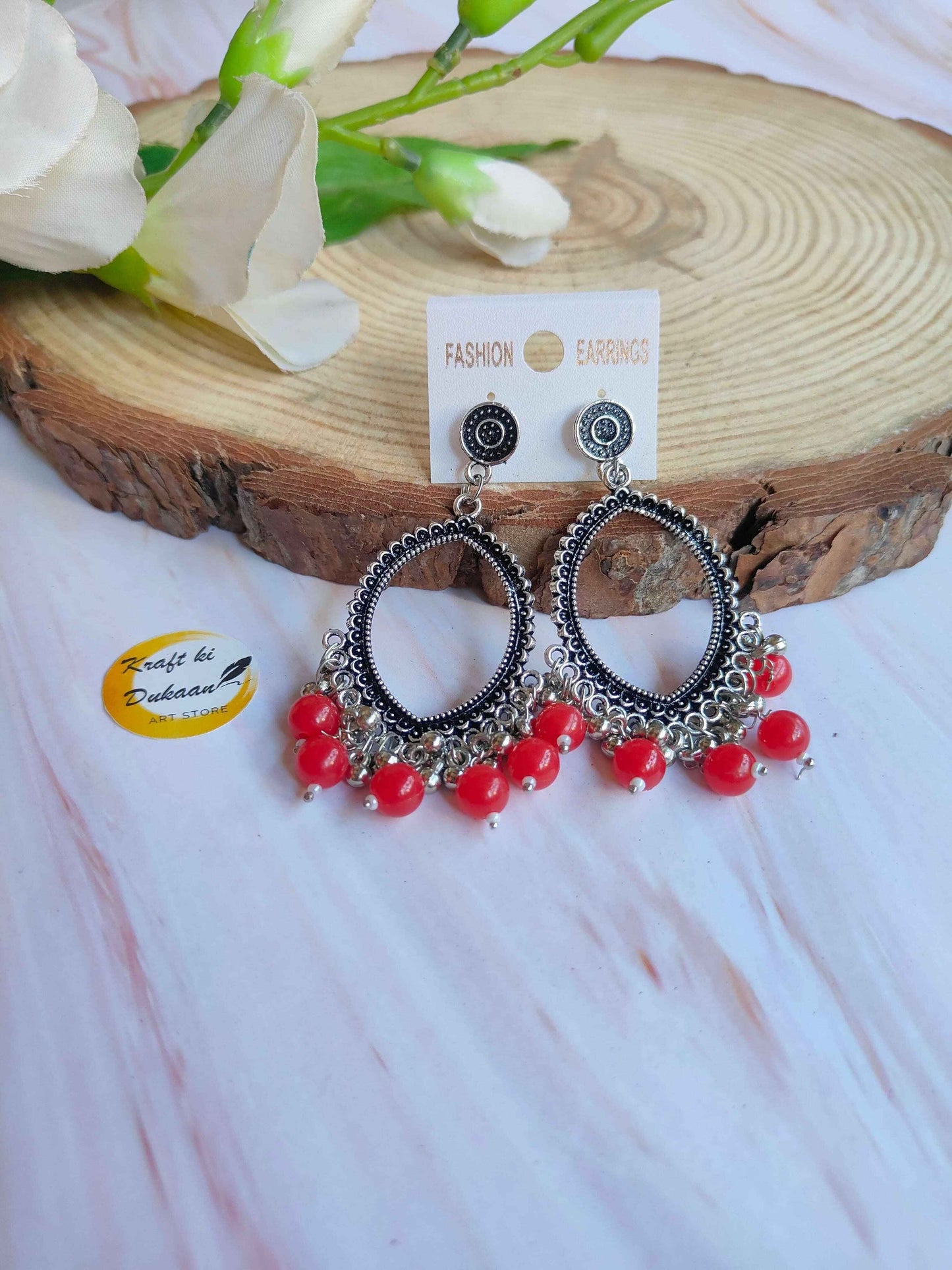 Silver Jhumka with Beads A34