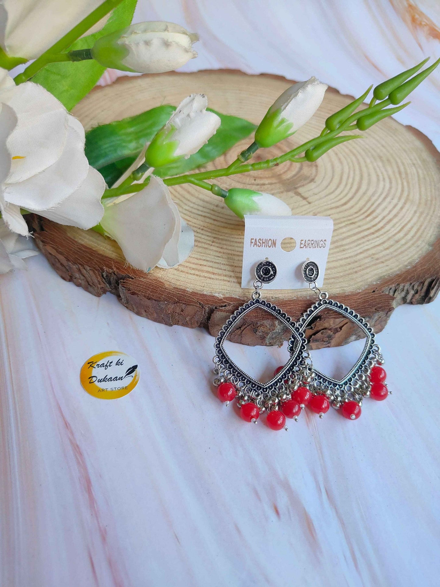 Silver Jhumka with Beads A35