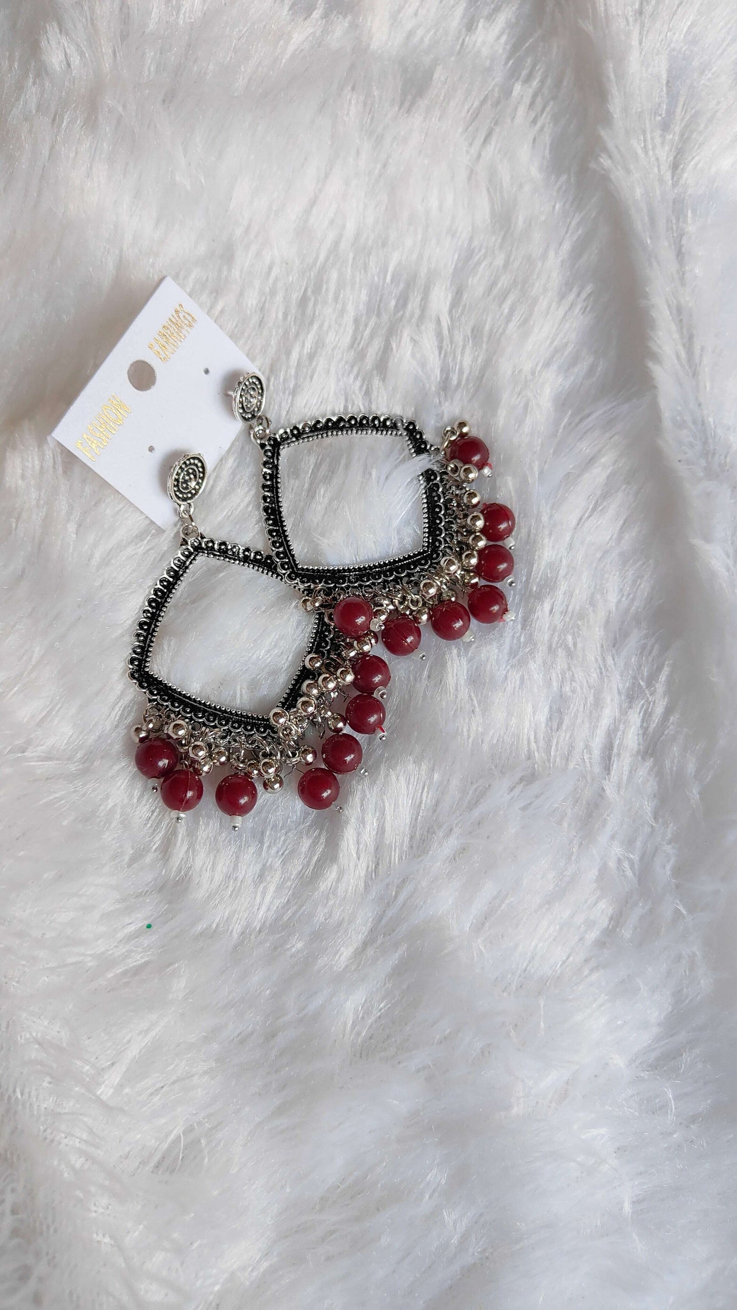 silver-jhumka-earrings-with-beads-red-beads-2