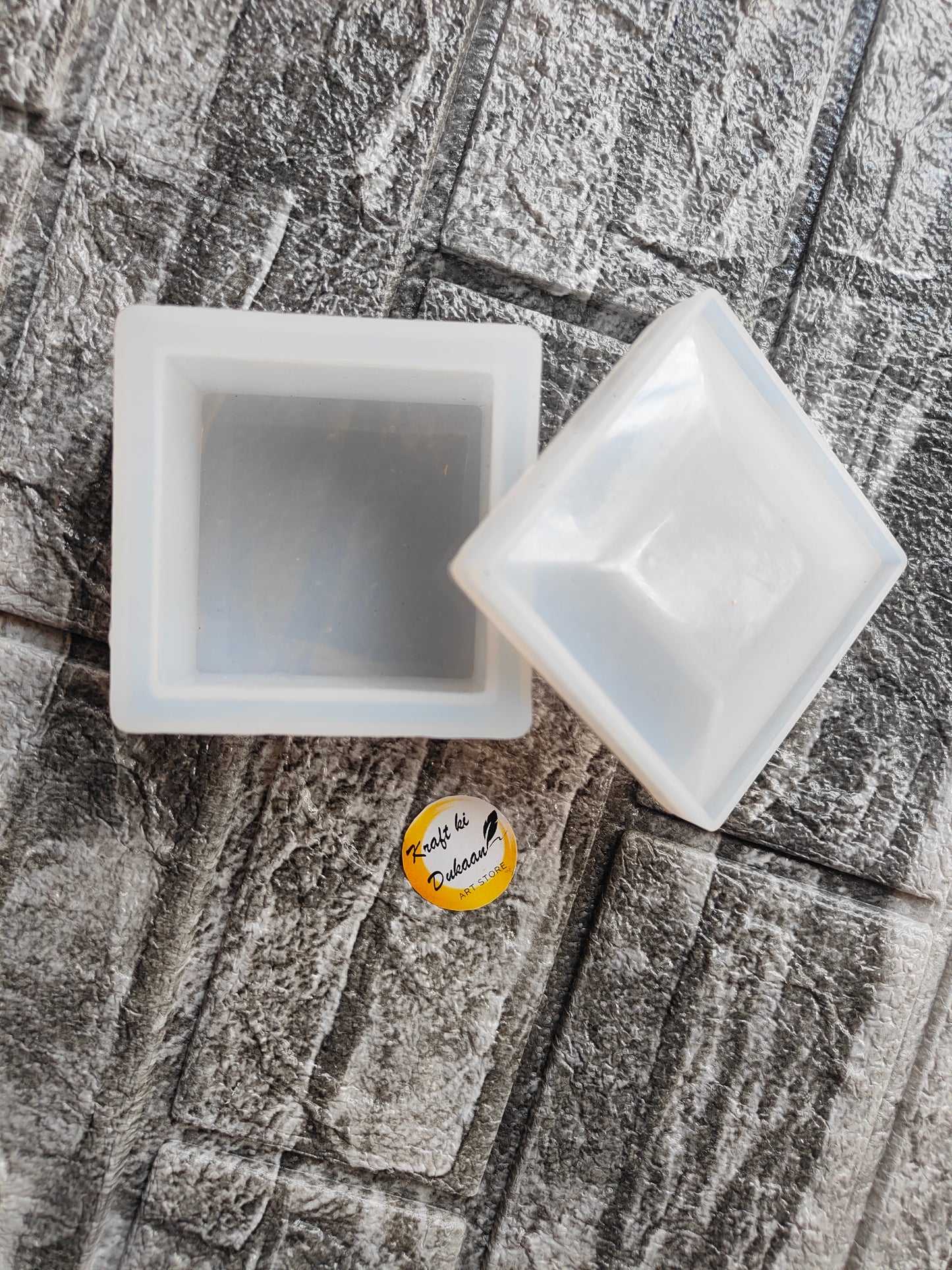 Kraft ki Dukaan square box mould resin in transparent silicone for crafting and DIY projects