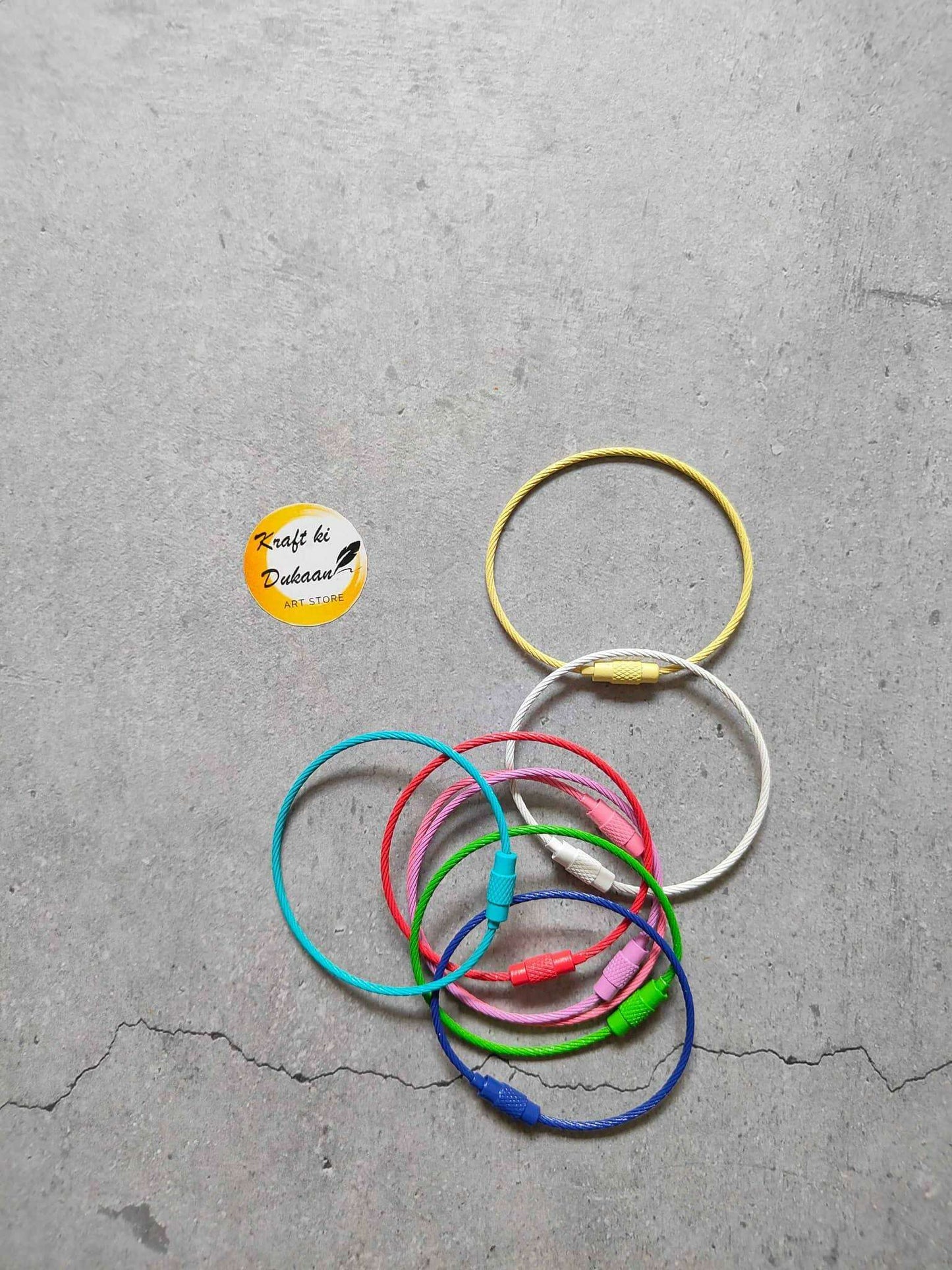 Screw clasps wire loop set (8pc): colored cable loops with clasp ends