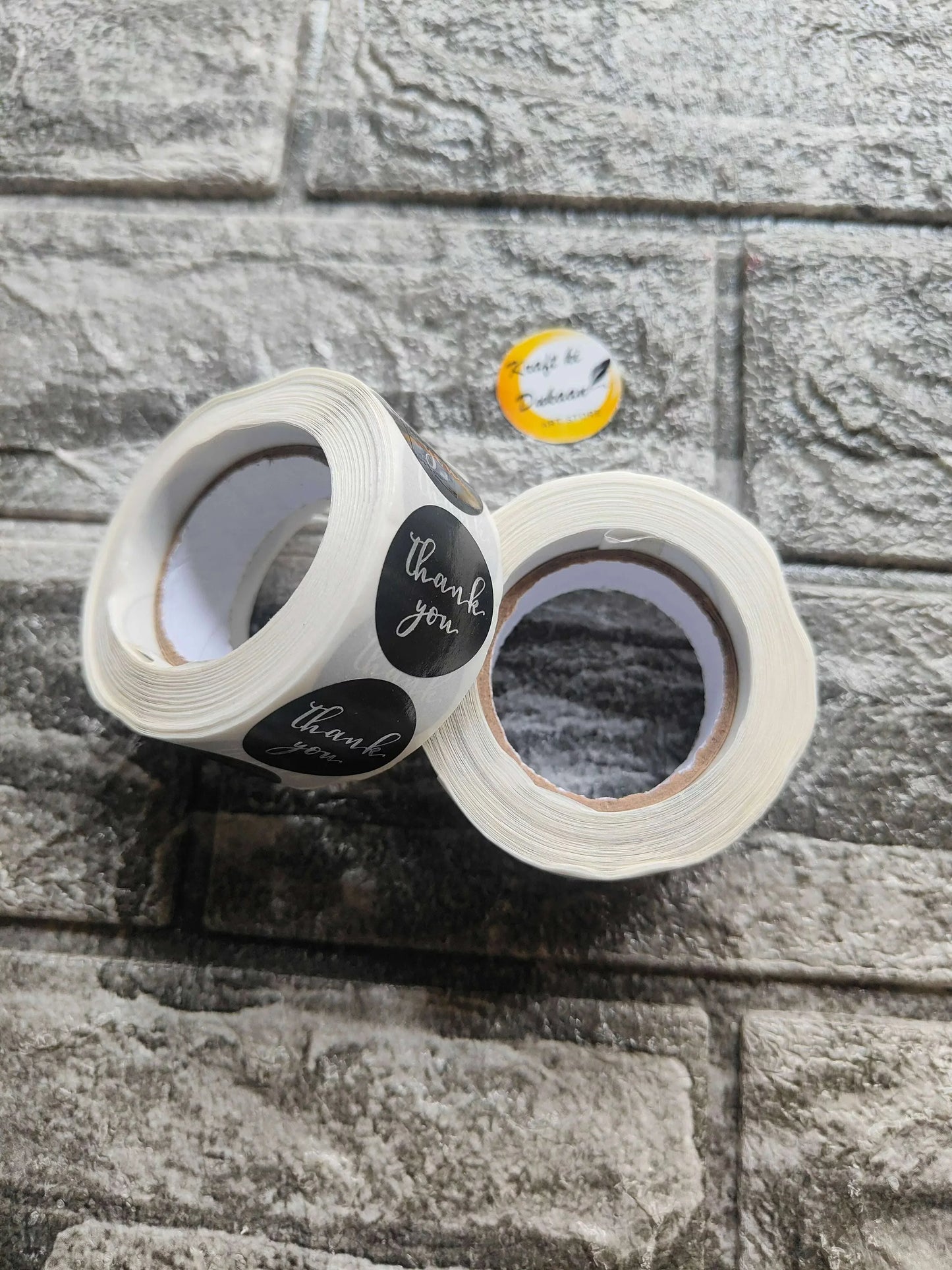 thank-you-stickers-roll-black-white-round-design