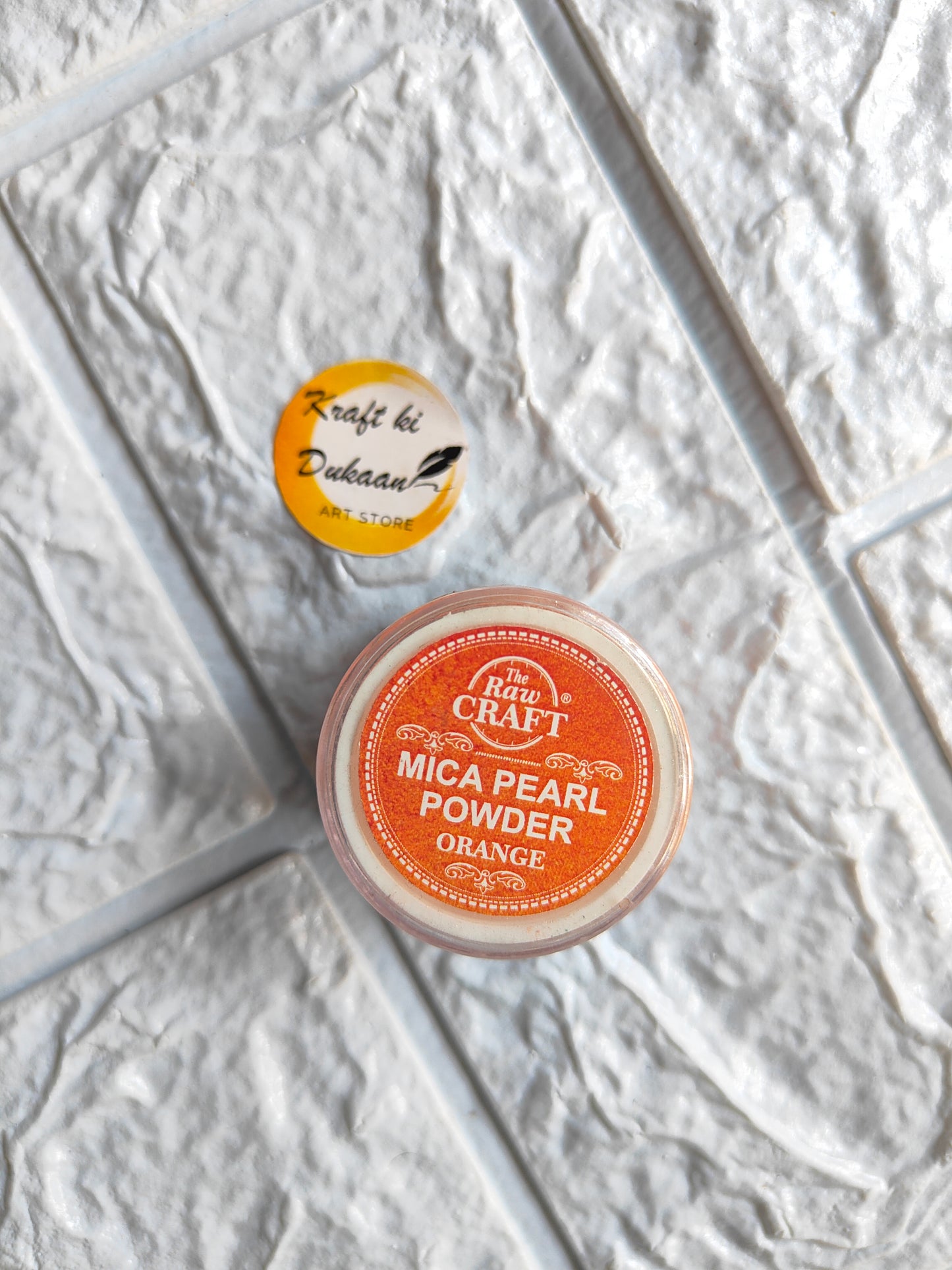 Kraft ki Dukaan MICA pearl powder for resin in bright orange color with packaging details