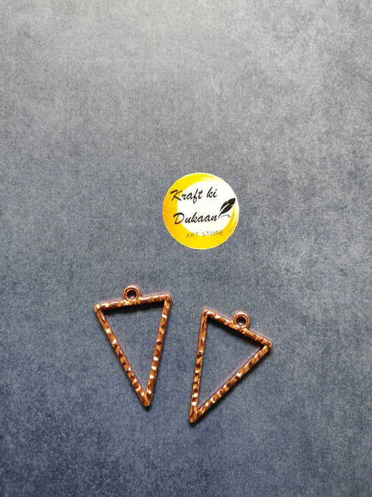 Designer Triangle Bezel Pendant set: triangular bezels with top loop, rose-gold tone (5PC)