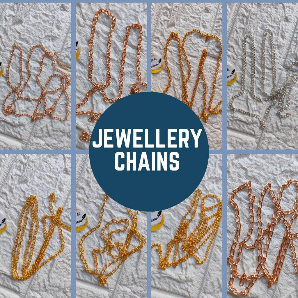 Collection of jewellery chains featuring various designs in vibrant colors and styles for resin jewellery chains