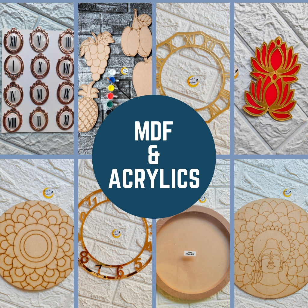 Diverse MDF craft supplies online including decorative shapes and detailed designs for creative projects