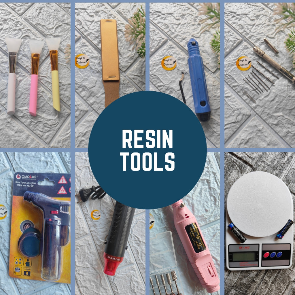 High-Quality Resin Tools Collection Featuring Brushes, Craft Knife, Drill, and Accessories for Art Projects