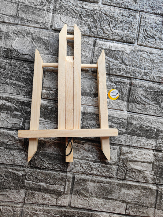 12 inch wooden easel stand made from natural wood, ideal for displaying artworks and crafts