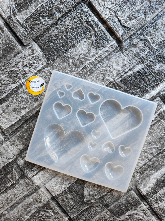 14 cavity silicone heart mold for baking and crafting with various heart shapes