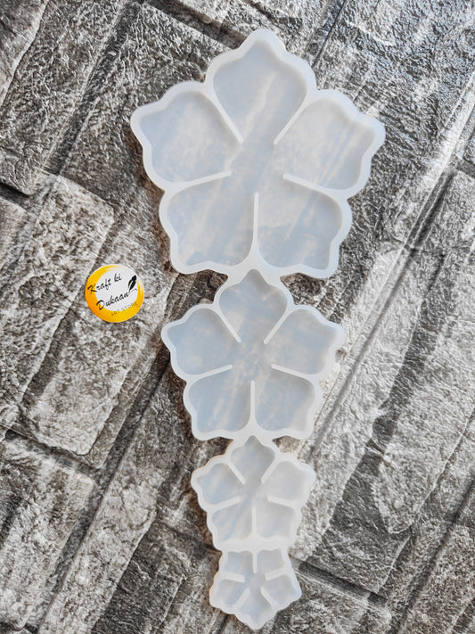 Kraft ki Dukaan 4 in 1 3D flower mold set with four different flower petal shapes in clear silicone
