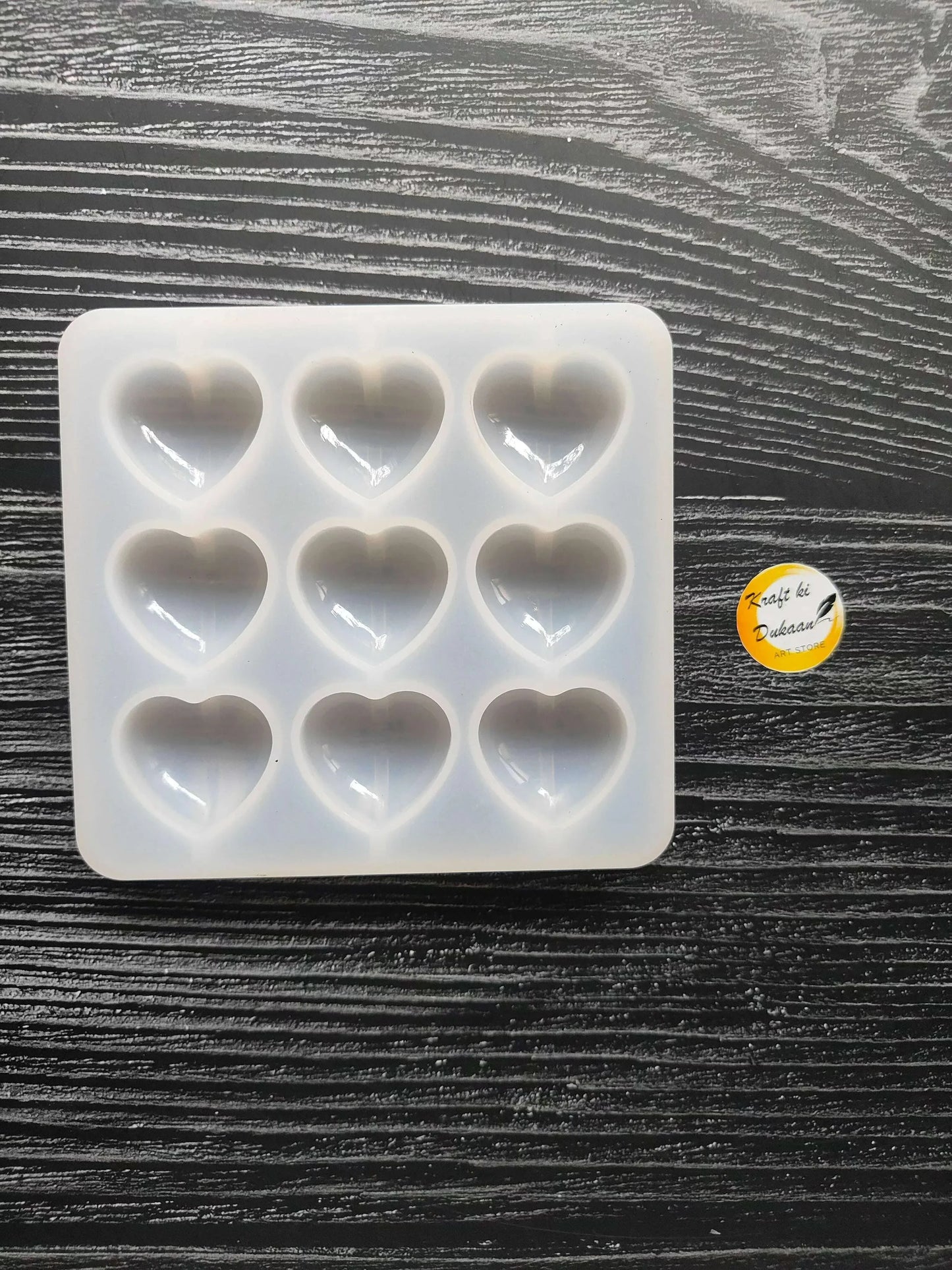 9-Hole heart mould, square silicone tray with 9 heart cavities