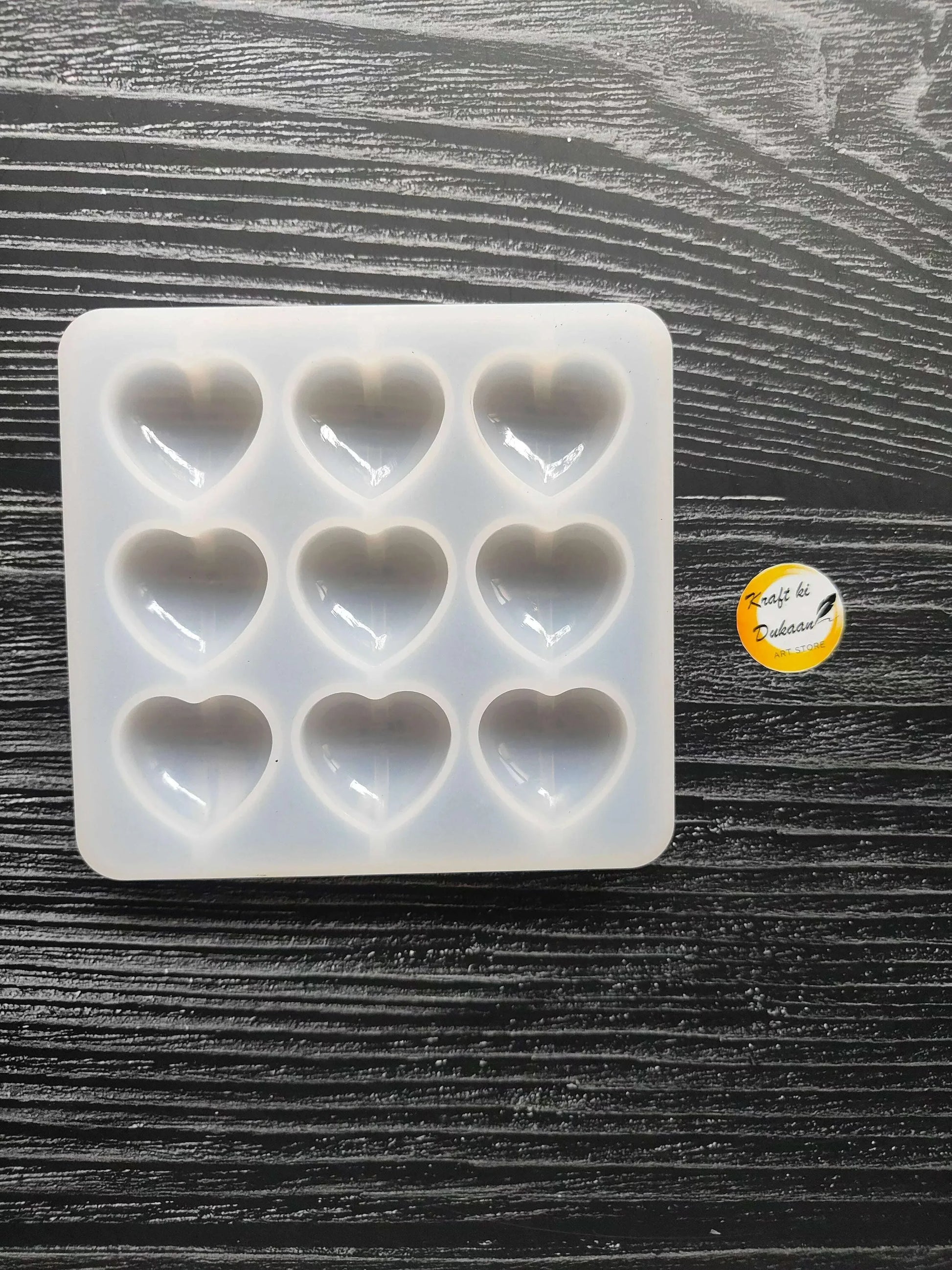 9-Hole heart mould, square silicone tray with 9 heart cavities
