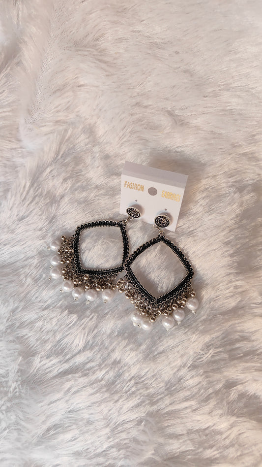 Silver Jhumka with Beads A16