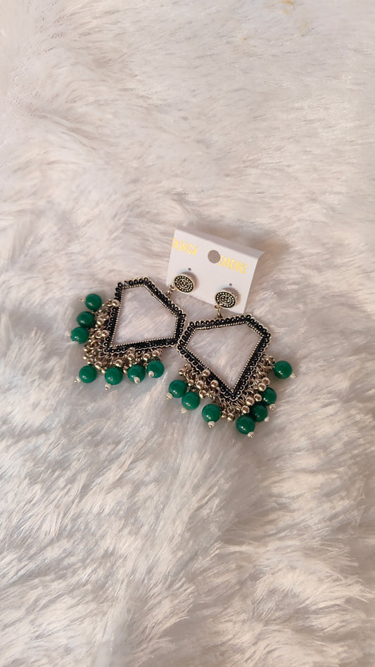 Silver Jhumka with Beads A15