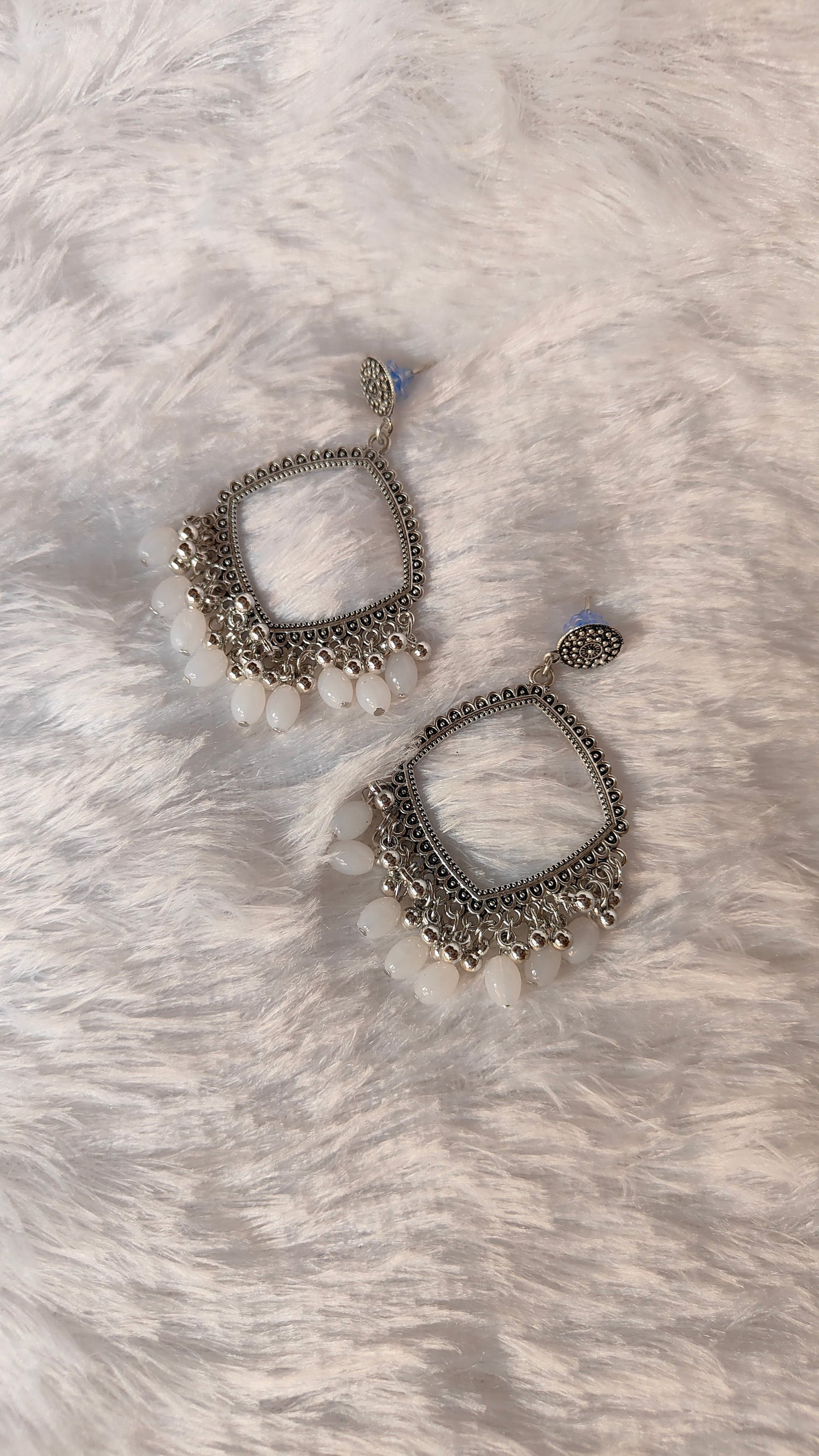 Silver Jhumka with Beads A13