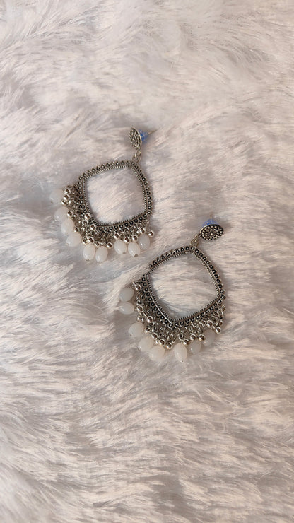 Silver Jhumka with Beads A13