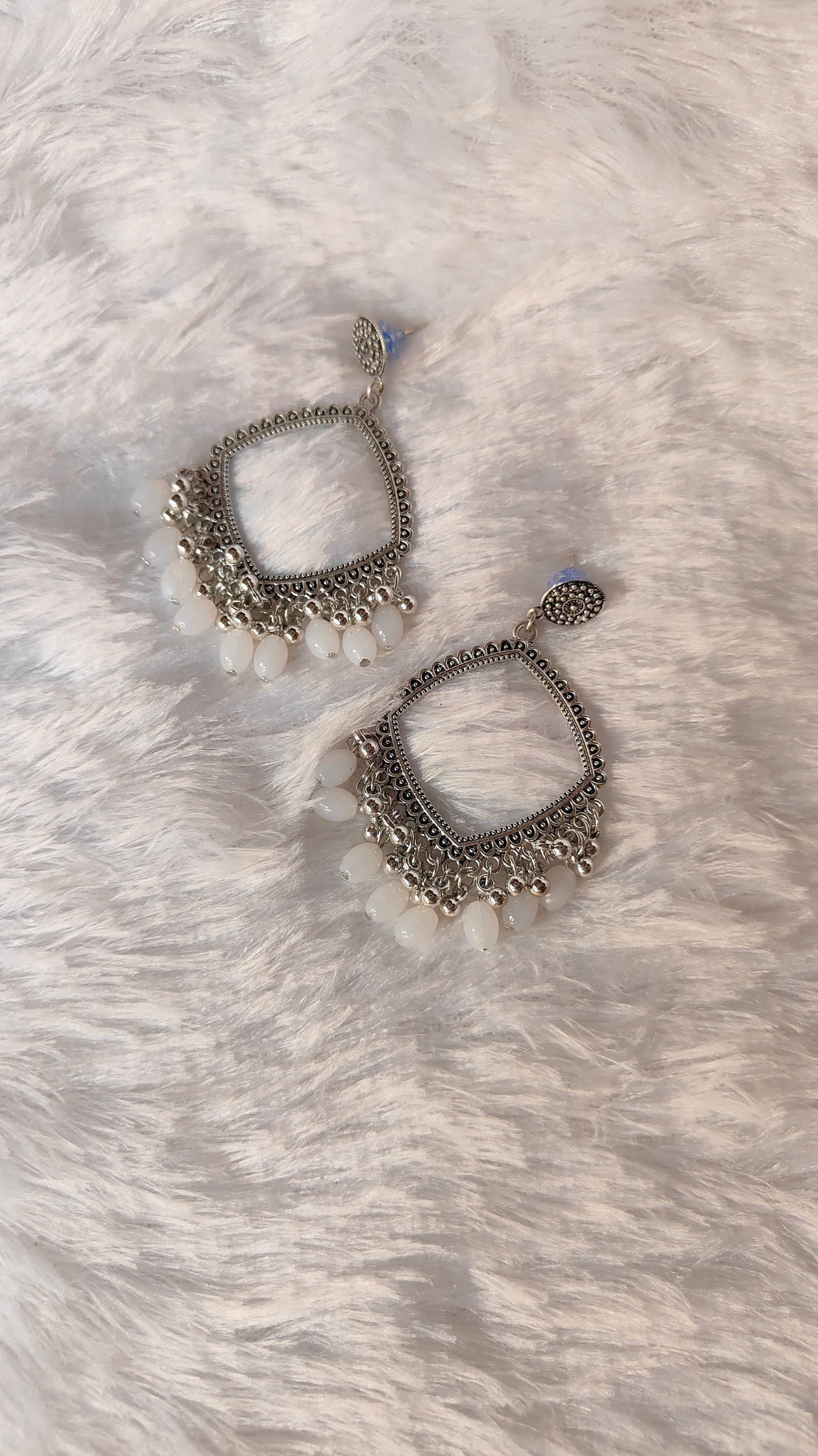 Silver Jhumka with Beads A13
