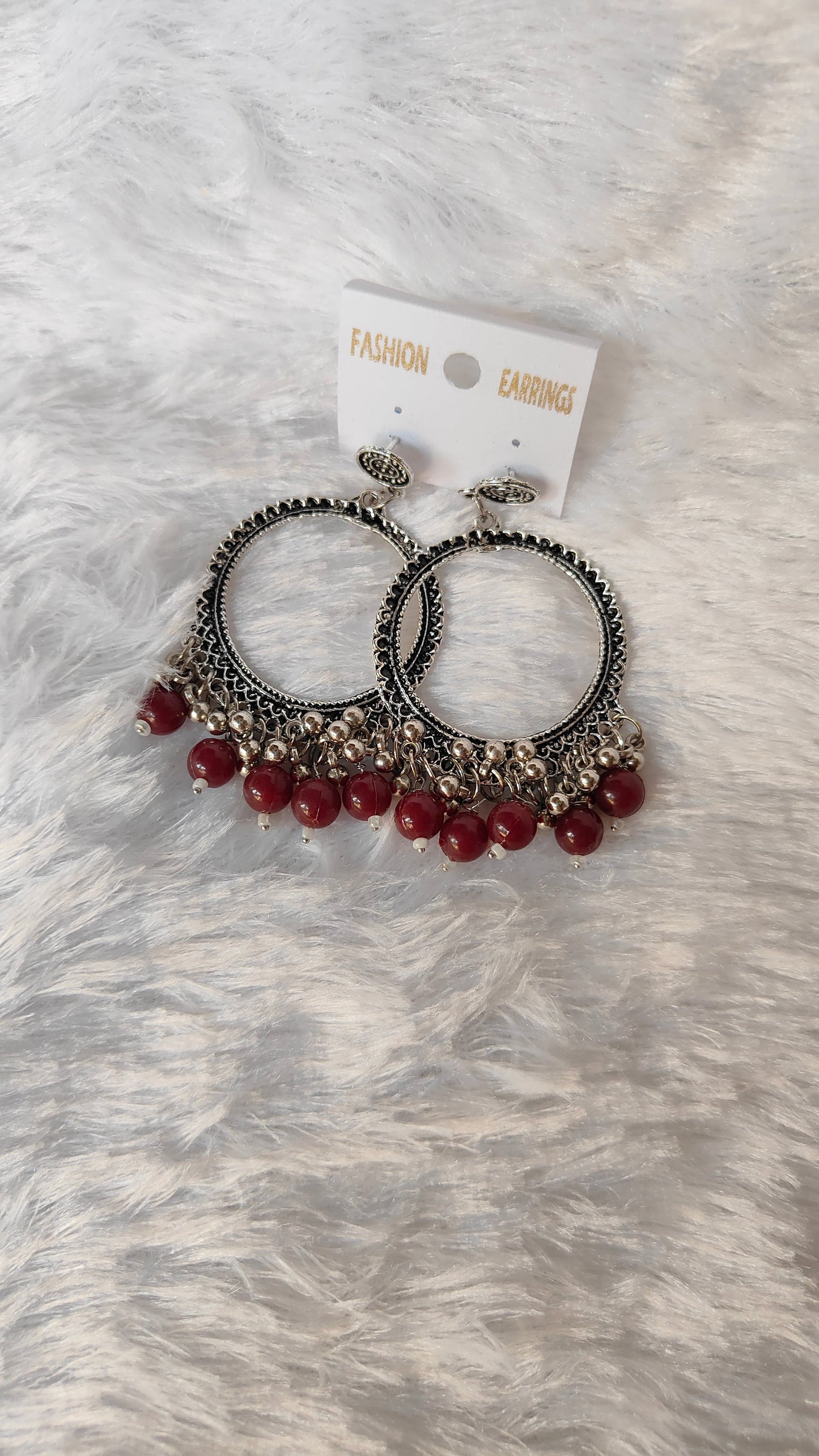 Silver Jhumka with Beads A12