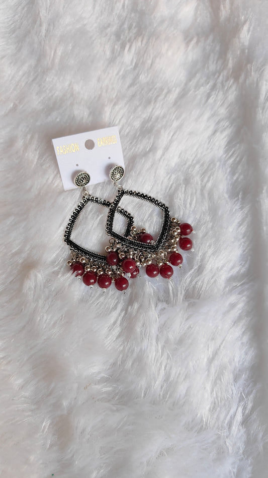 Silver Jhumka with Beads A11