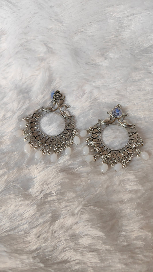 Silver Jhumka with Beads A10