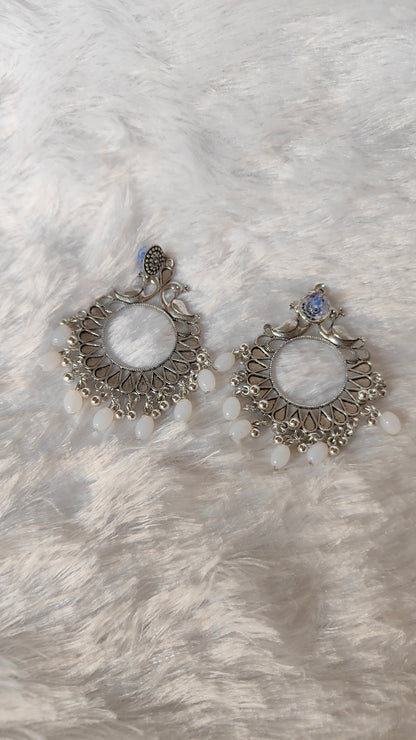 Silver Jhumka with Beads A10