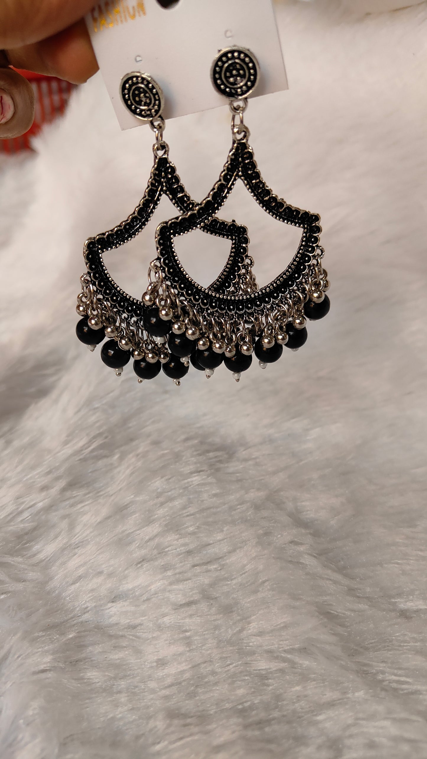 Silver Jhumka with Beads A9