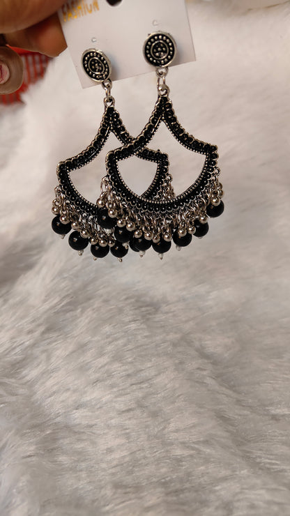 Silver Jhumka with Beads A9