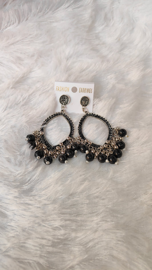 Silver Jhumka with Beads A7
