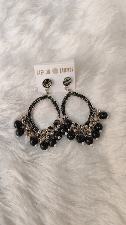 Silver Jhumka with Beads A7