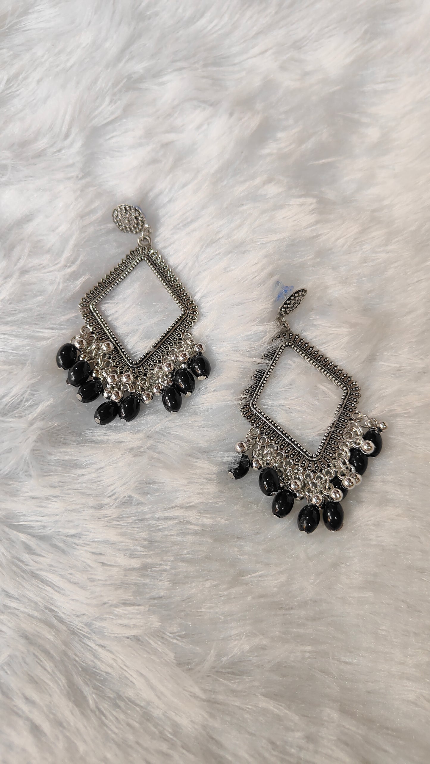 Silver Jhumka with Beads A6